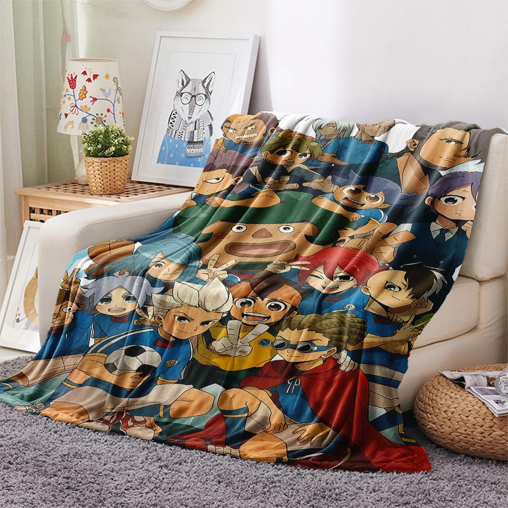 1Pc Inazuma Eleven Soccer Print Flannel Blanket, High Quality Comfortable for All Seasons, Home Decor, Warmth and Comfort, Perfect for Christmas Gifts