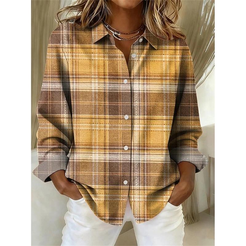 Fashionable Striped Vintage-Style Women's Long-Sleeve Shirt Comfortable And Breathable Collared Shirt Casual Everyday Wear Top