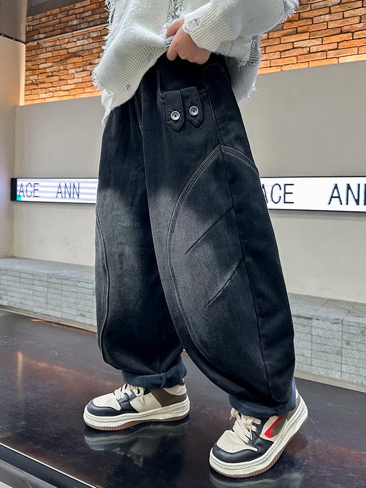 Boys' 2025 Autumn Punk Retro Loose Straight-Leg Jeans