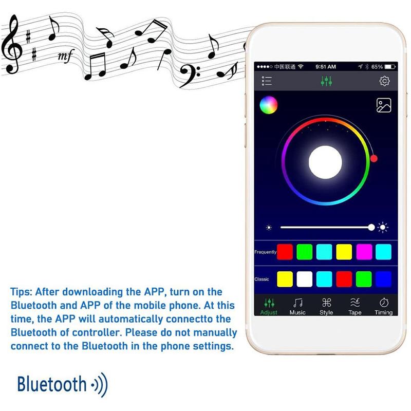SHGO-RGB/RGBW Contrôleur LED Bluetooth Contrôleur de Bande LED RGB Contrôle par Application Téléphone Pour Bandes LED RGB 5050 3528