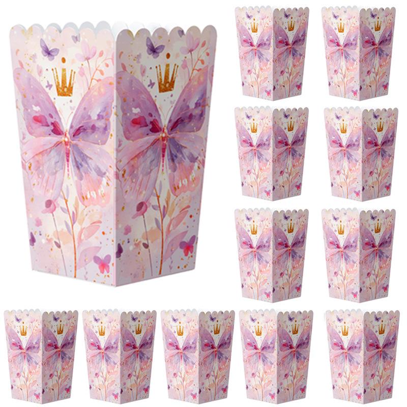10/20Pcs Popcorn Paper Candy Gift Box Butterfly Baking Disposable Box Wedding Favor Gift Packaging Bag Birthday Party Decoration