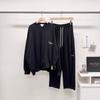 Mizqz Big Size Slow Motion Embroidery Sweatshirt Tapered Jogger Pants Set 3color