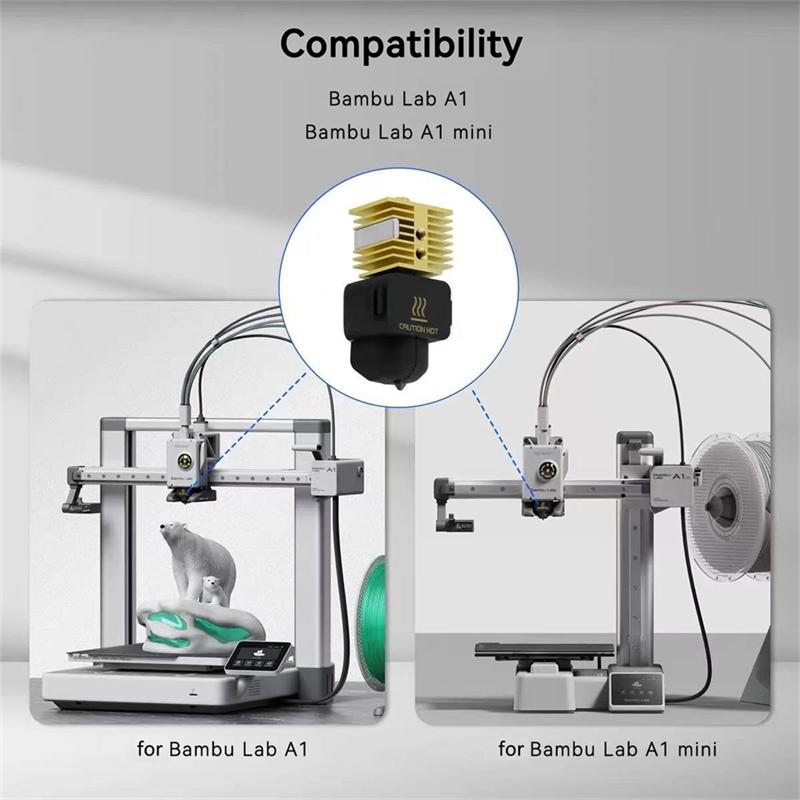 New Upgrade 3D Printer Parts Hotend Kit for Bambu Lab A1 A1 Mini Fast Speed Hot End Brass Heat Sink Hardened Steel Nozzle 0.4mm