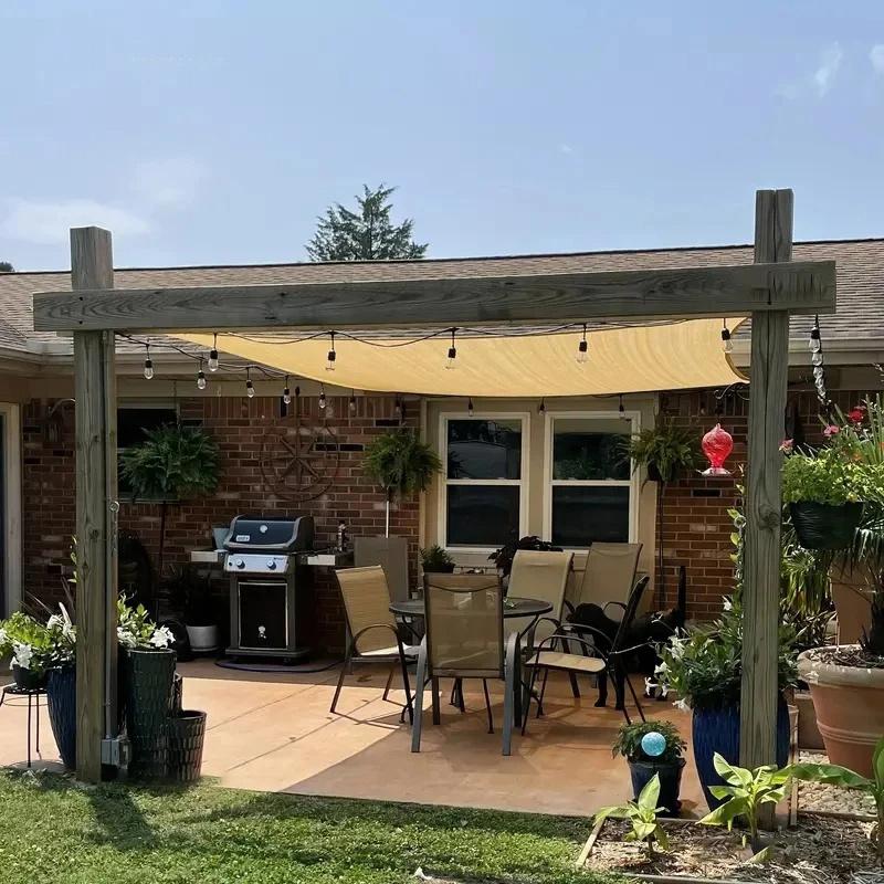 Beige Shade Mesh Wrap-Around Perforated Shade Fabric Thickened Heat Insulating Mesh Summer Outdoor Sun Shade Sail