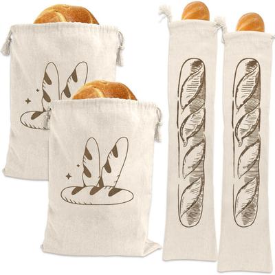 Breathable Linen Bread Bag with Double Drawstring Closure Reusable Natural Cotton Fabric Keeps Bread Fresh Longer