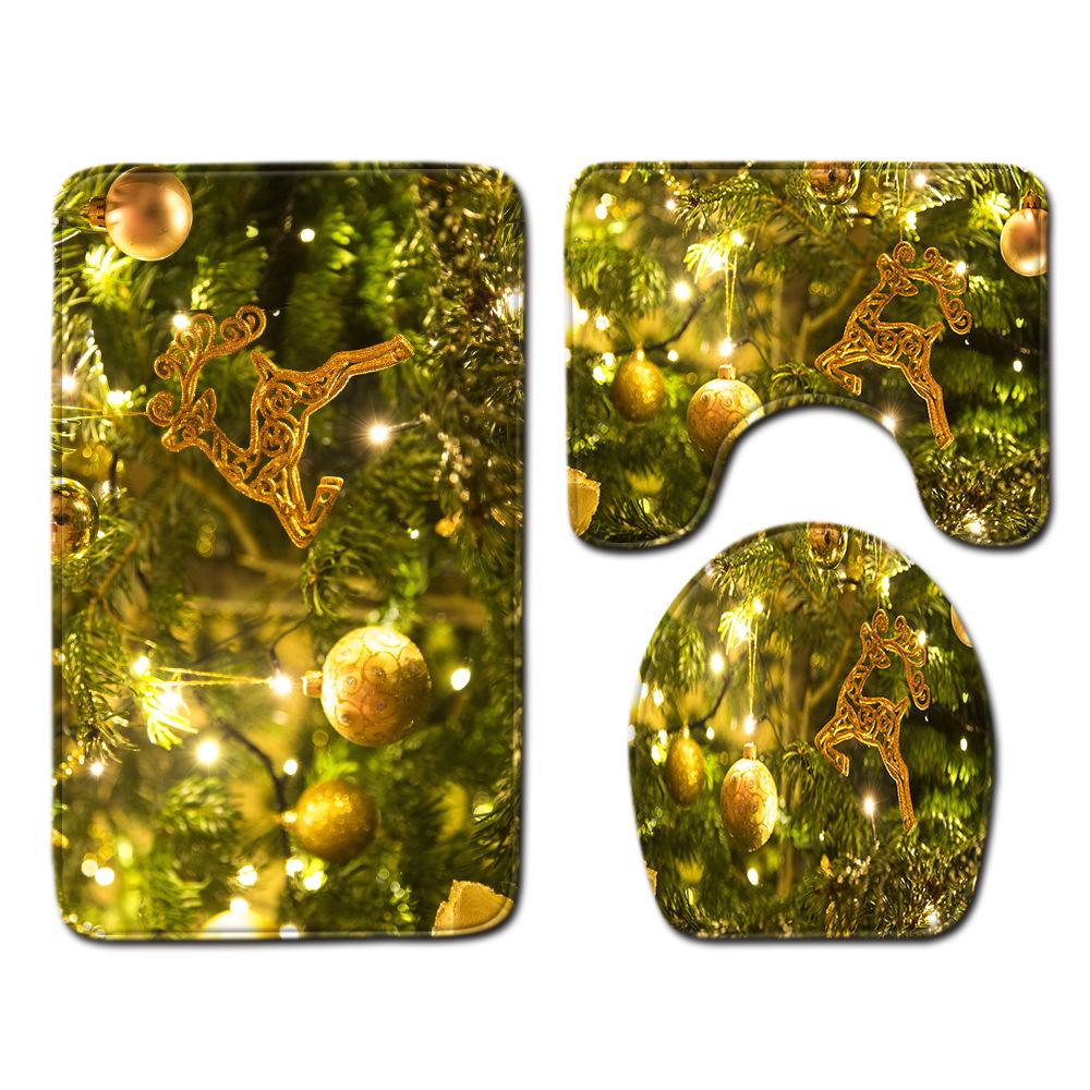 

Рождественский коврик для ванной, туалетный трехпредметный набор 45cmx75cm