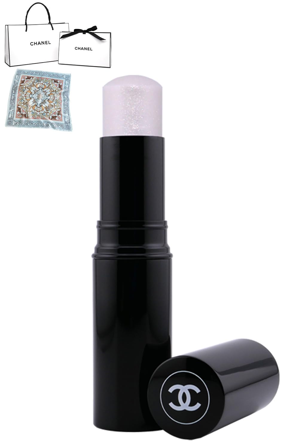 with a shopping CHANEL Baume Essentiel Face Color Glow Stick Highlighter Cheek with Original Scarf Gift [Comes bag] & - (Perle Scent)