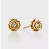 Rose Gold Flower and Diamond Stud Earrings, Fashionable and Beautiful
