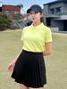 20TH HOLE Women'S Ribbed Tone-On-Tone Embroidered Short Sleeve Collared T-Shirt [Yellow]