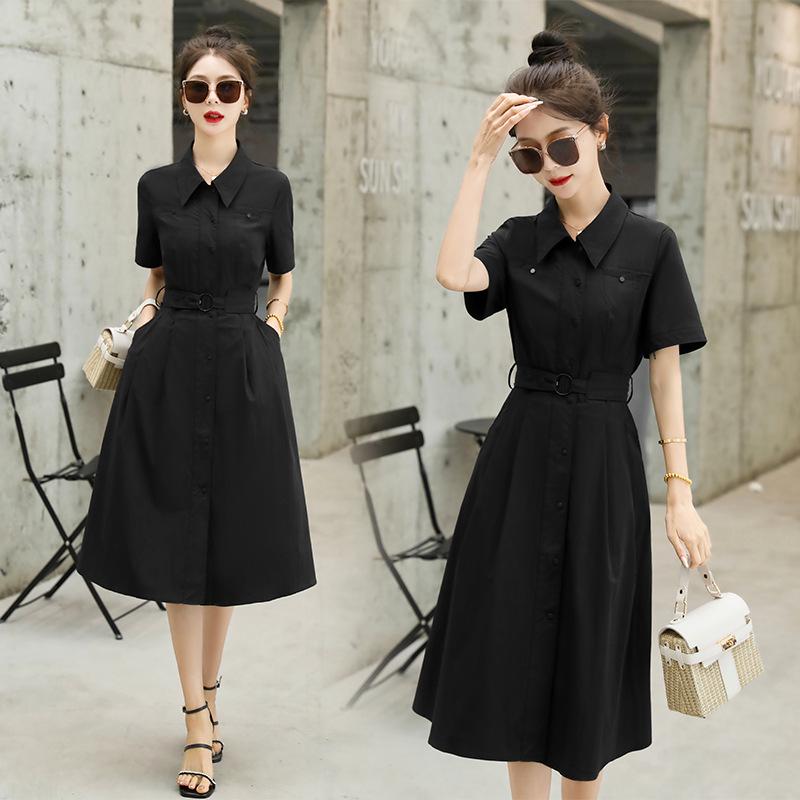 Sommer Koreanische Drape Taille Schlank Langes Kleid für Frauen - HF2510