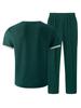 V-neck Waffle Short-Sleeve T-shirt & Long Pants Men's Streetwear Sports Set