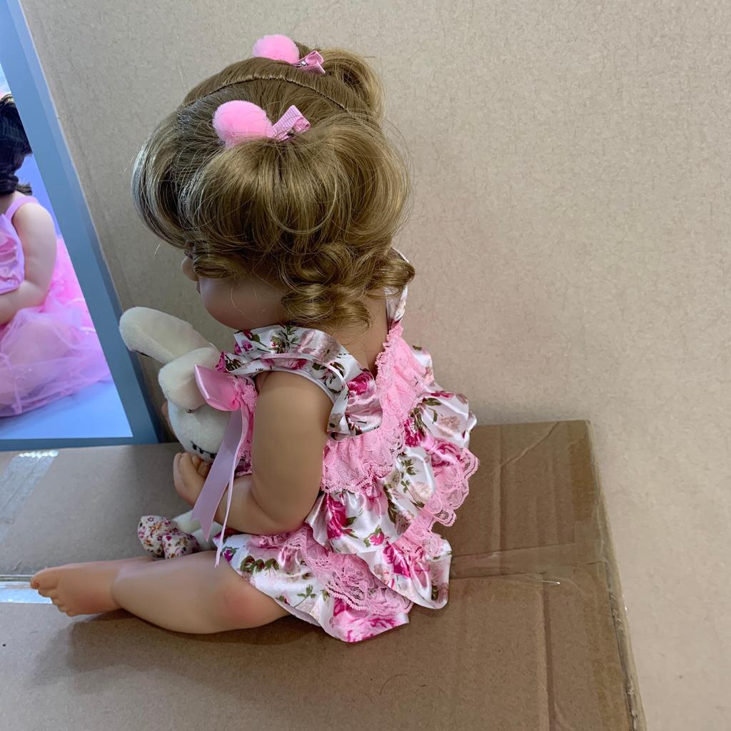 55CM NPK Reborn Baby Toddler Girl Princess Doll Lifelike Very Soft Full Body Silicone Doll Bath Toy