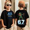 Six Seven Kids  Tees Tops Childrens Meme Crew Neck Cotton Short Sleeve T Shirt Funny 67 Brainrot Print TShirt for Boys Girls