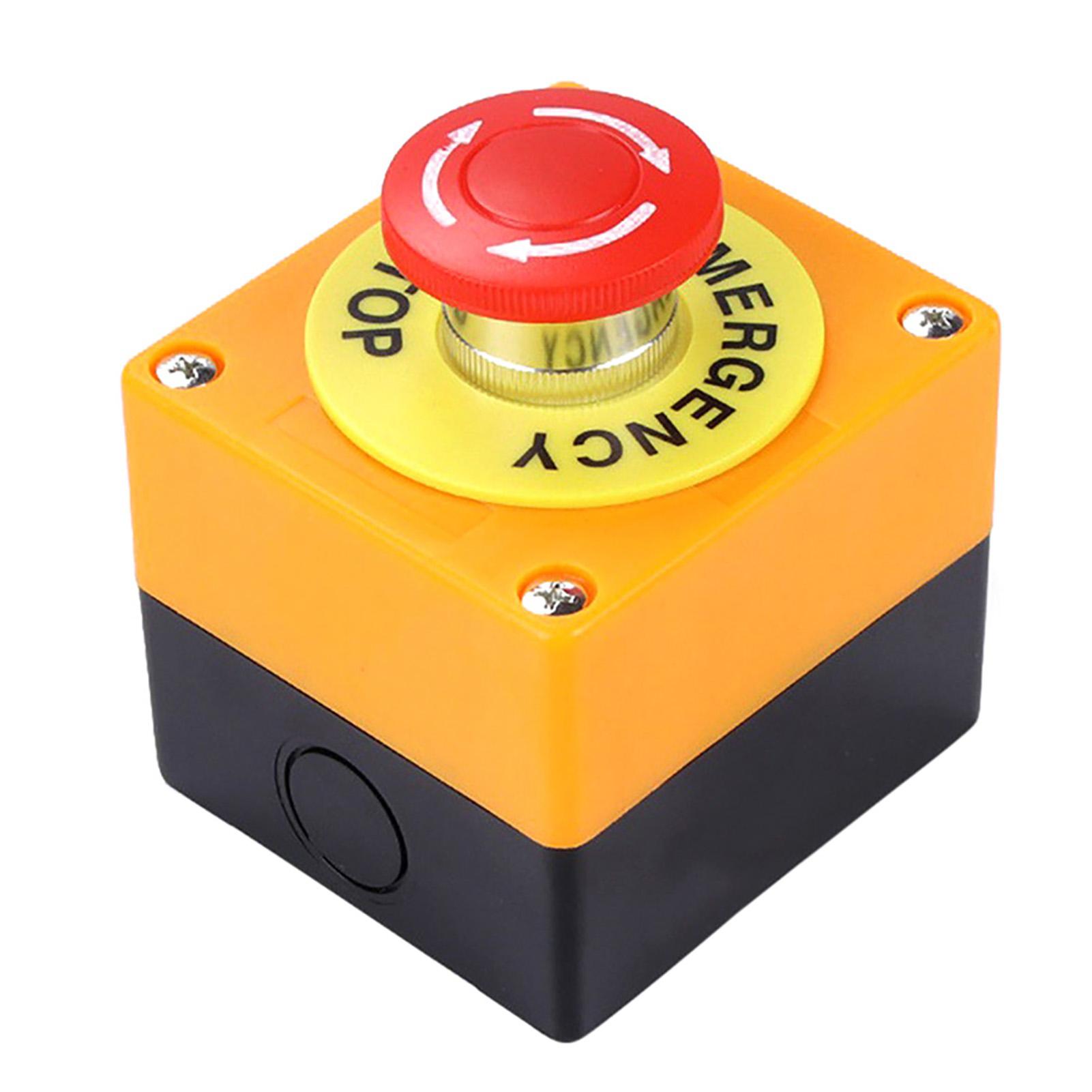 

660V 10A Emergency Stop Button Switch Box Waterproof Safety STOP Push Button with Rain Cover for Industrial Machine
