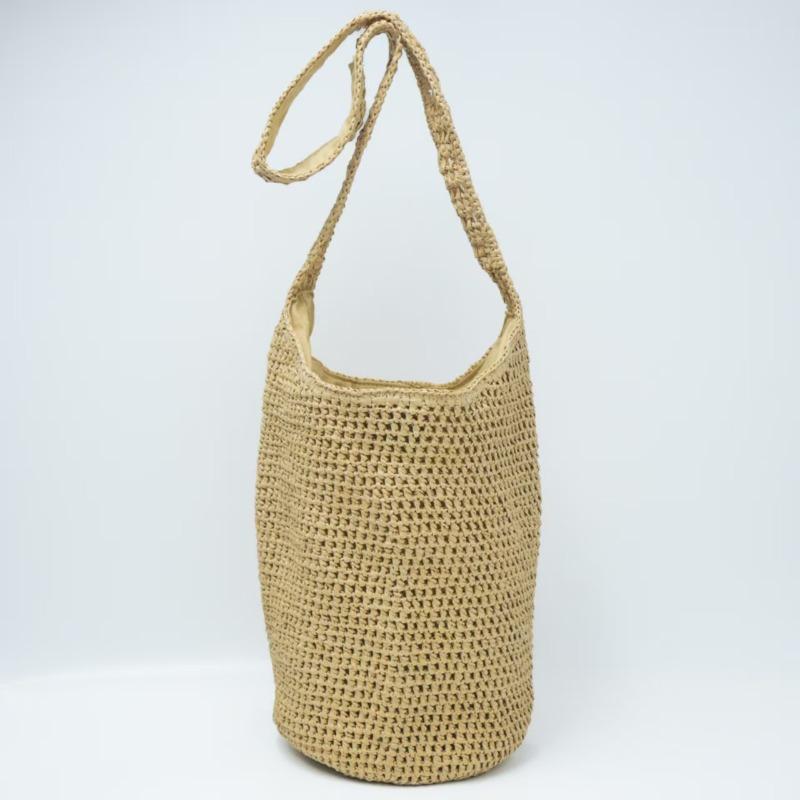 New Large-capacity Straw Bag Women's Handwoven Bag Versatile Shoulder Bucket Bag Seaside Vacation Tote Beach Bag
