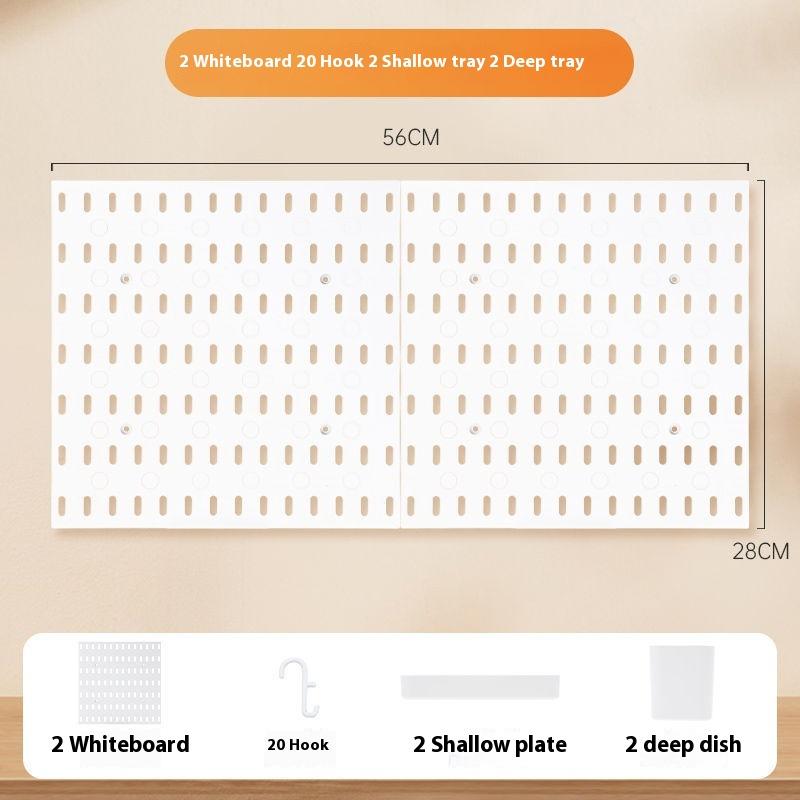 Panou perforat din plastic PP fără găurire, montat pe perete, organizator de bucătărie cu cârlige și rafturi, depozitare ajustabilă pentru baie, birou, unelte