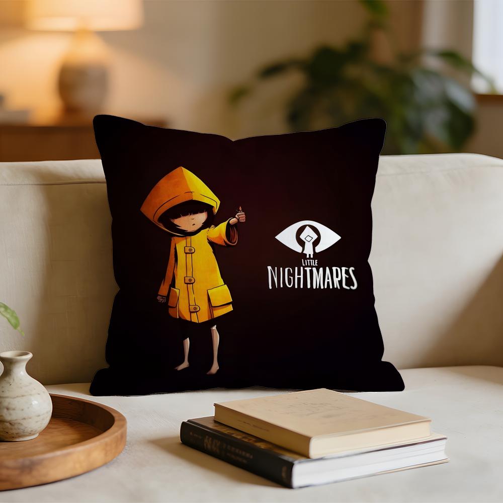 Game LLittle NNightmares Cushion Cover Short Plush Pillowcase for Bed Sofa Carwashable
