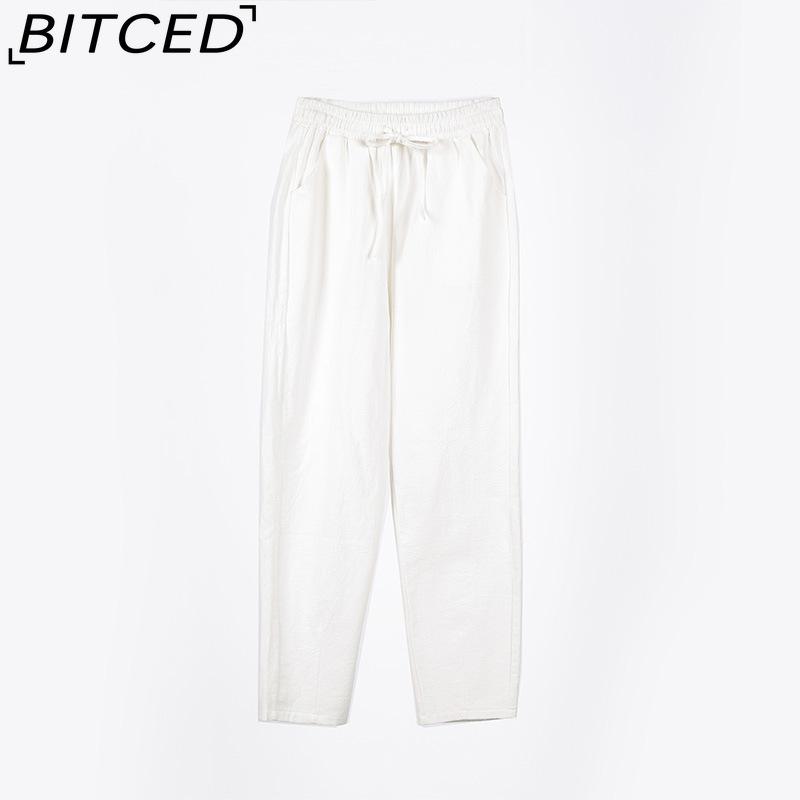BITCED 9 Color Pure Cotton Nine Point Trousers Spring Summer Slim Straight Loose Casual Pants Women Solid Color Harem Pants