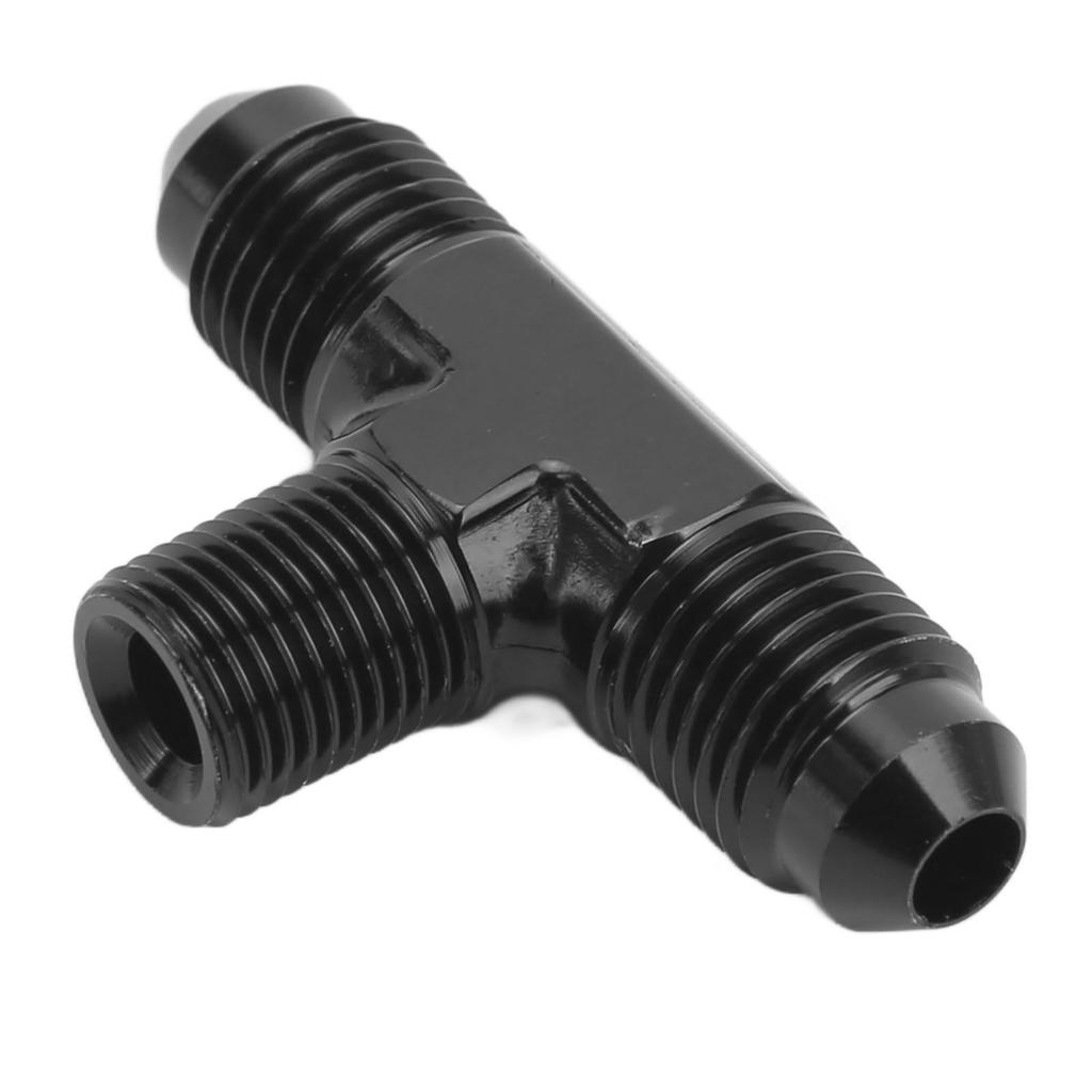 Tee Adapter 3 Way T Shaped Connector Fitting Aluminium Alloy Black Anodized Finish 4AN To 1 8 NPT