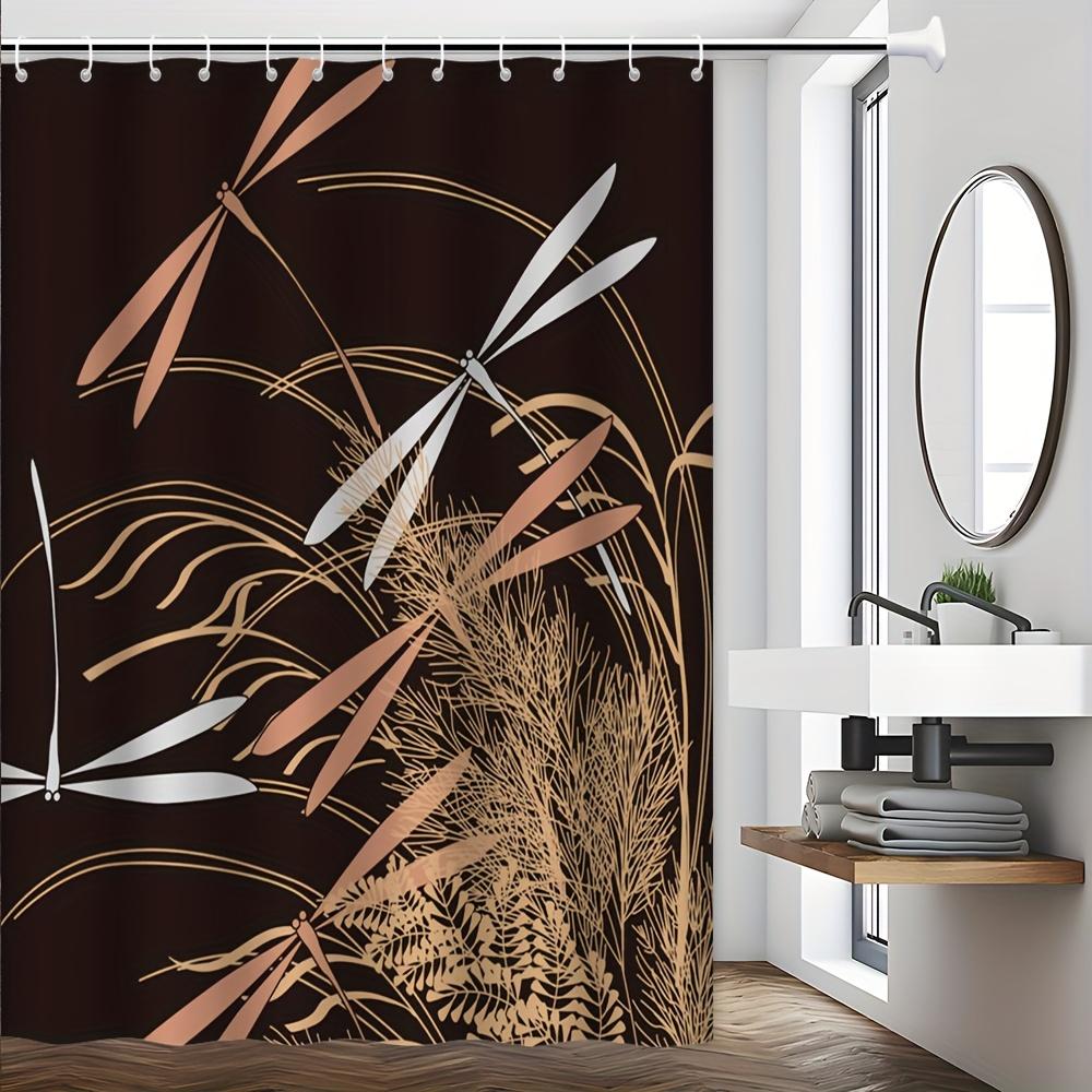 

Elegant Dragonfly Shower Curtain - Modern Abstract & Nature Theme For Bathroom Decor, Adds Sophisticated And Artistic Touch W60H190(CM)-1 Pcs