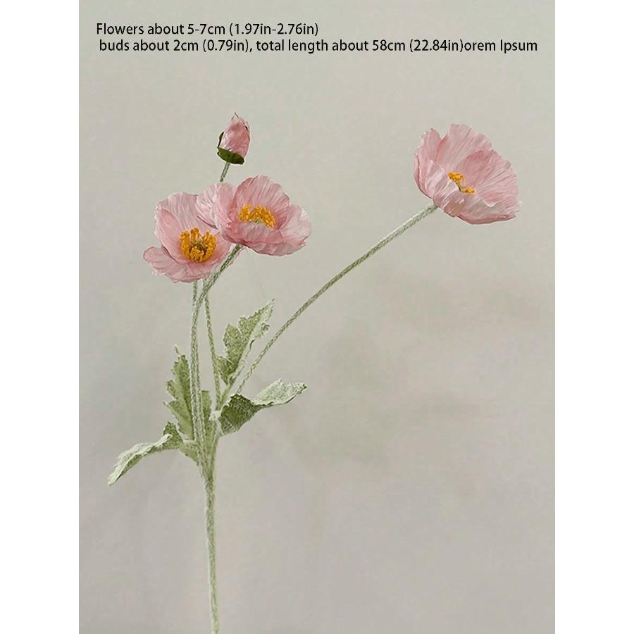 Artificial Corn Poppy Flower Bouquet with Realistic Touch and Flocking Long Stem, Which Is Made of Plastic.For Weddings, Proposals, Spring, Birthdays