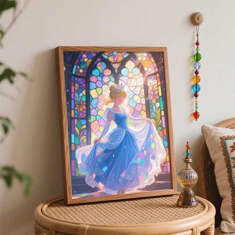 Disney Princess Blue Dress Oil Painting Hand Painting Coloring Painting Handmade Diy Home Decoration Gift