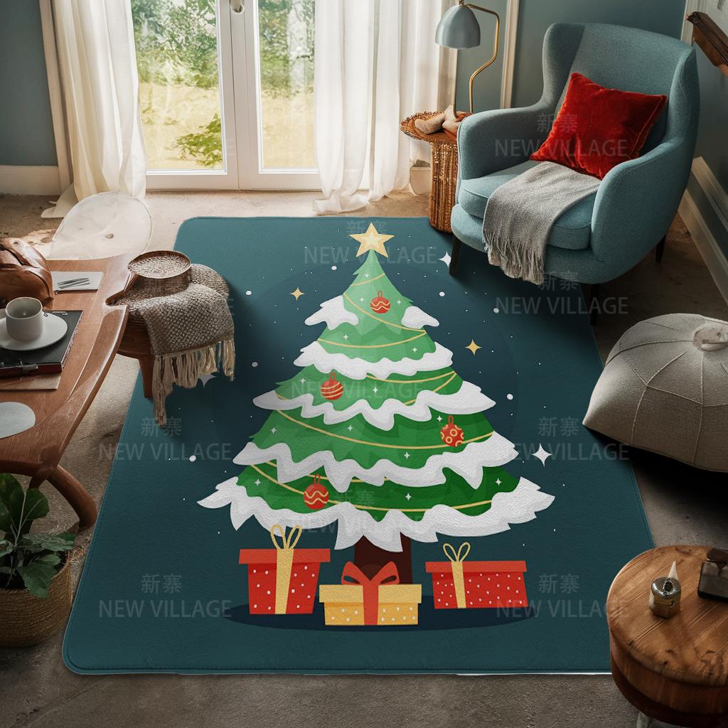 House Entrance Carpet Home Door Mat Living Room Bath Foot Bathroom Non-slip Water Absorption Rugs Bath Merry Christmas Winter