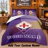 Fiorentina FC Pattern Bedding 3Pcs Set Custom Name, Bed Sheet And Pillowcases For Home Bedroom