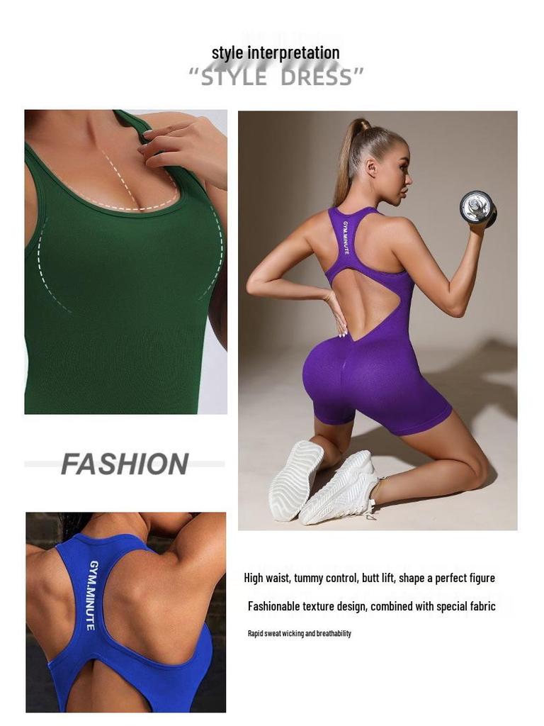 Women's Seamless Yoga Bodysuit - Cross Back, Hip-Lift, One-Piece for Spring/Summer Fitness & Running