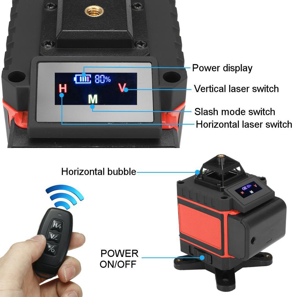 4000mAh IP54 8/12/16  Lines 4D Laser Levels Touched 360 Horizontal and Vertical Cross Super Powerful Self-leveling Green Line Laser Level