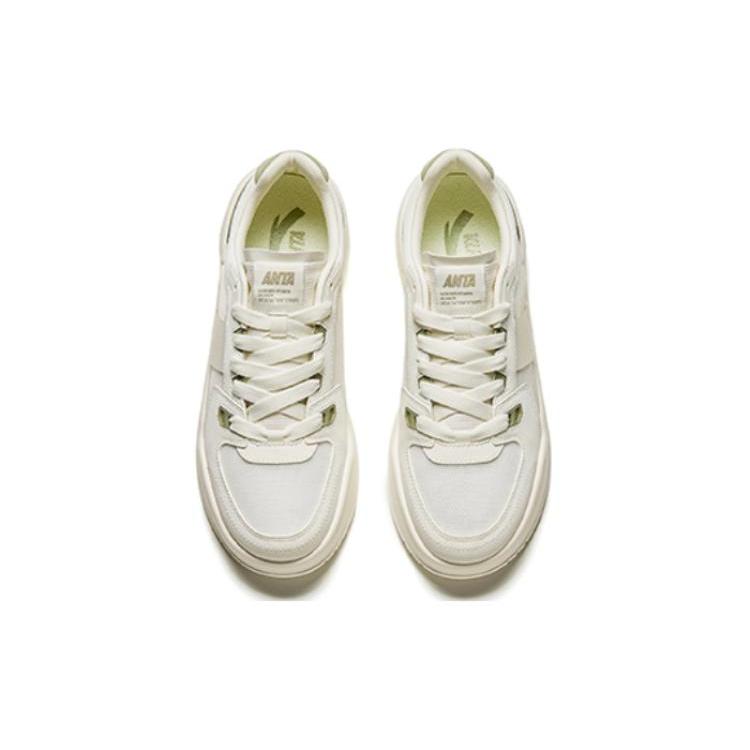 New Anta Cushioning Wear Resistant Low Top Skateboard Shoes Men's White Green 112428013-1