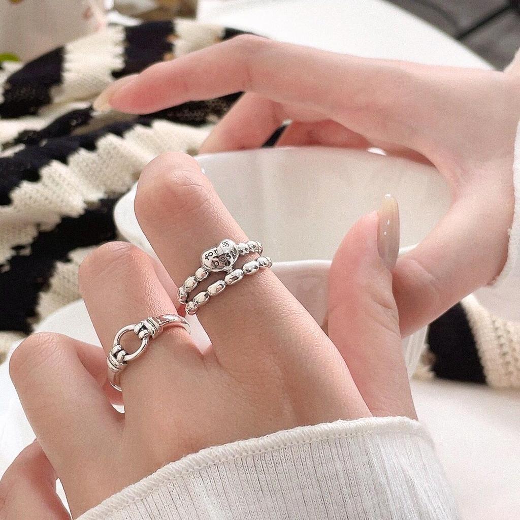 925 Sterling Silver Double-Layer Heart Open Ring for Women, Japanese & Korean Design, Light Luxury, High-End