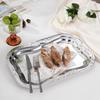 3pcs Elegant Stainless Steel Serving Tray Set Retro Dessert Breakfast Trays Decor Plate with Floral for Serving Drinks and Snack