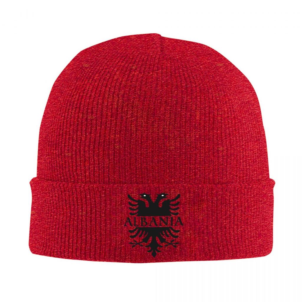 Albania Flag Black Eagle On Red Warm Knitted Cap Winter Knit Bonnet Hat Skullies Beanies Hip Hop Caps for Unisex