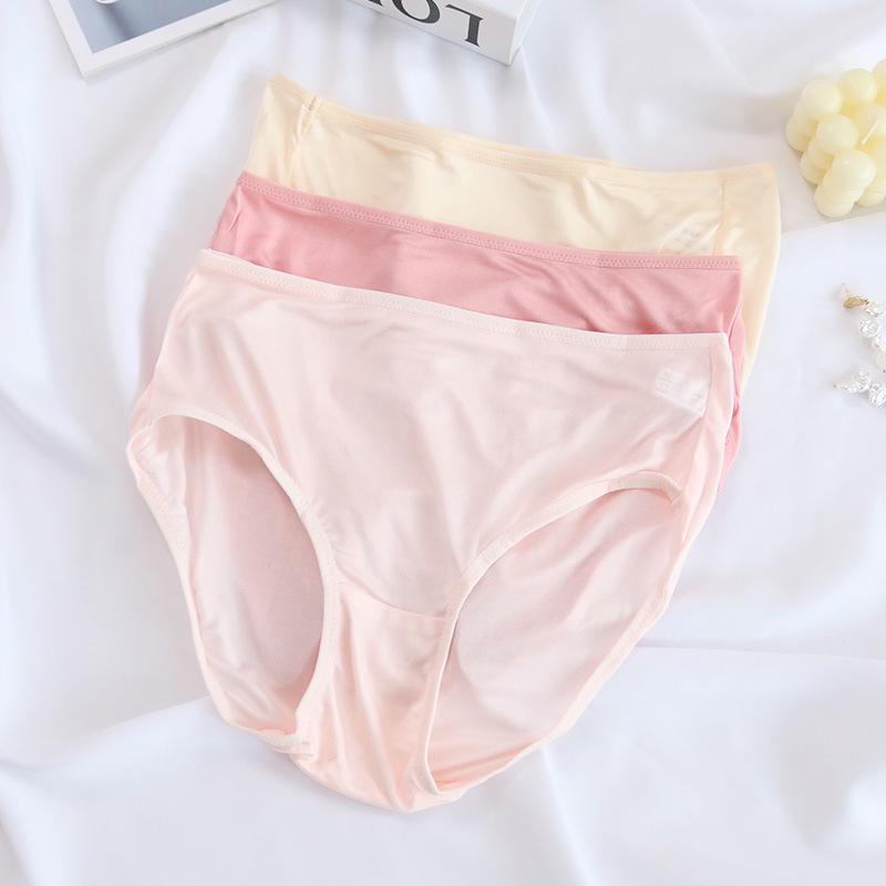 Tang Sang Silk Damen Übergröße Nahtlose Seidenunterwäsche - Atmungsaktiv, Mittelhoch, Hüfthebend, Einfarbig