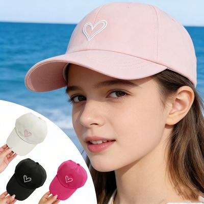 Heart Design Beach Sun Hat Sweat-Wicking Kids Baseball Cap Childrens Sun Hat Lightweight Adjustable Baseball Cap For Summer