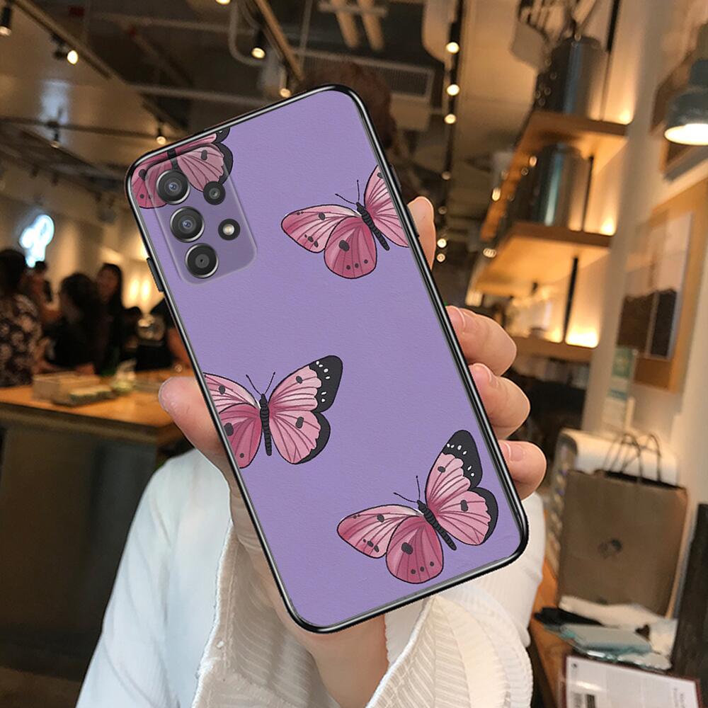 Beautiful Butterfly Pattern Phone Case Hull For Samsung Galaxy A70 A50 A51 A71 A52 A40 A30 A31 A90 A20E 5G A20s Black Shell Art