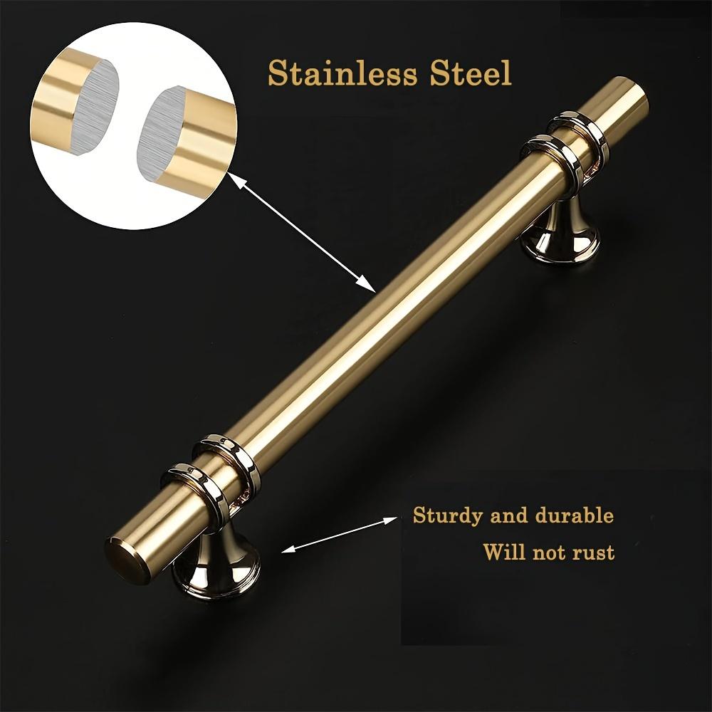 4 pcs Champagne Gold Cabinet Pulls Stainless Steel Kitchen Hardware with Screws and Screwdrivers