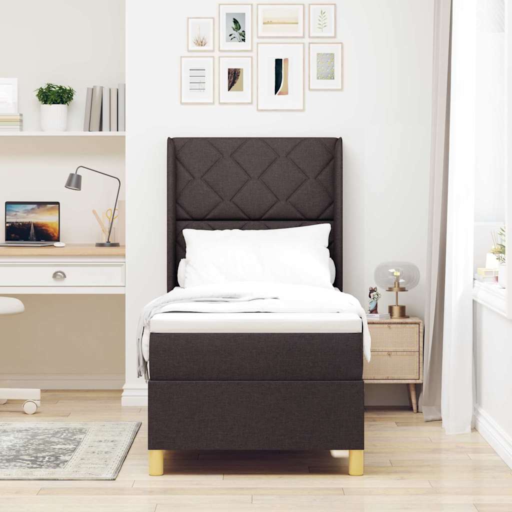 Boxspring bed with headboard Dark Brown 80 x 200 cm Fabric