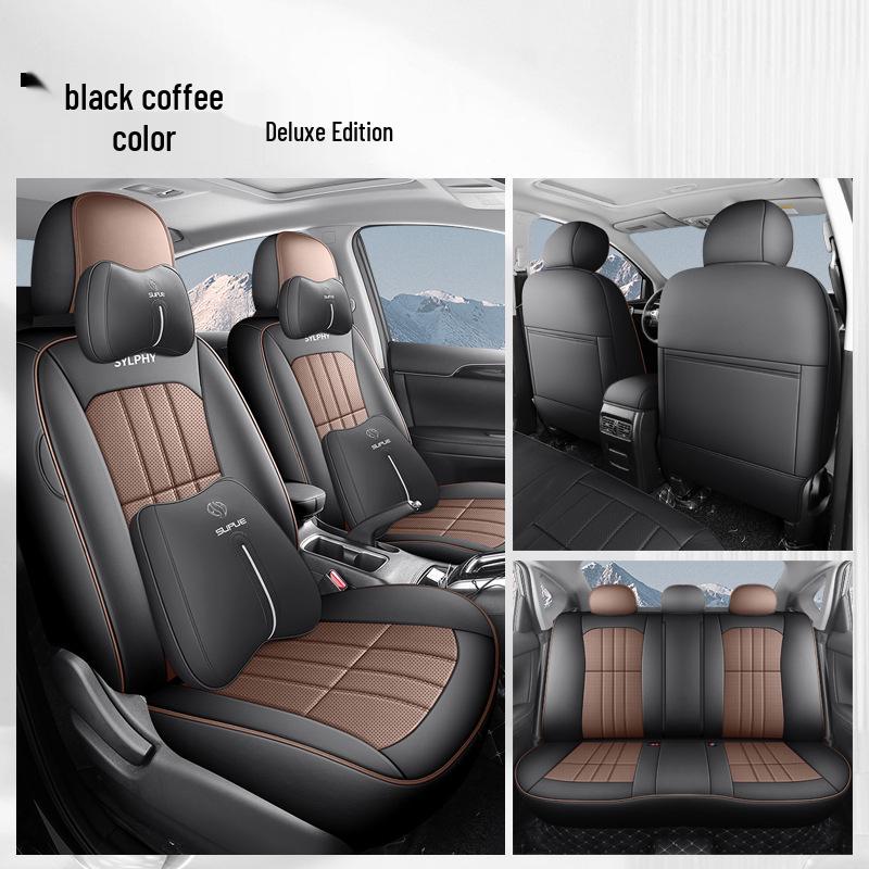 Classic Sylphy Leather Car Seat Cushion - Full Coverage All-Season Universal Cover