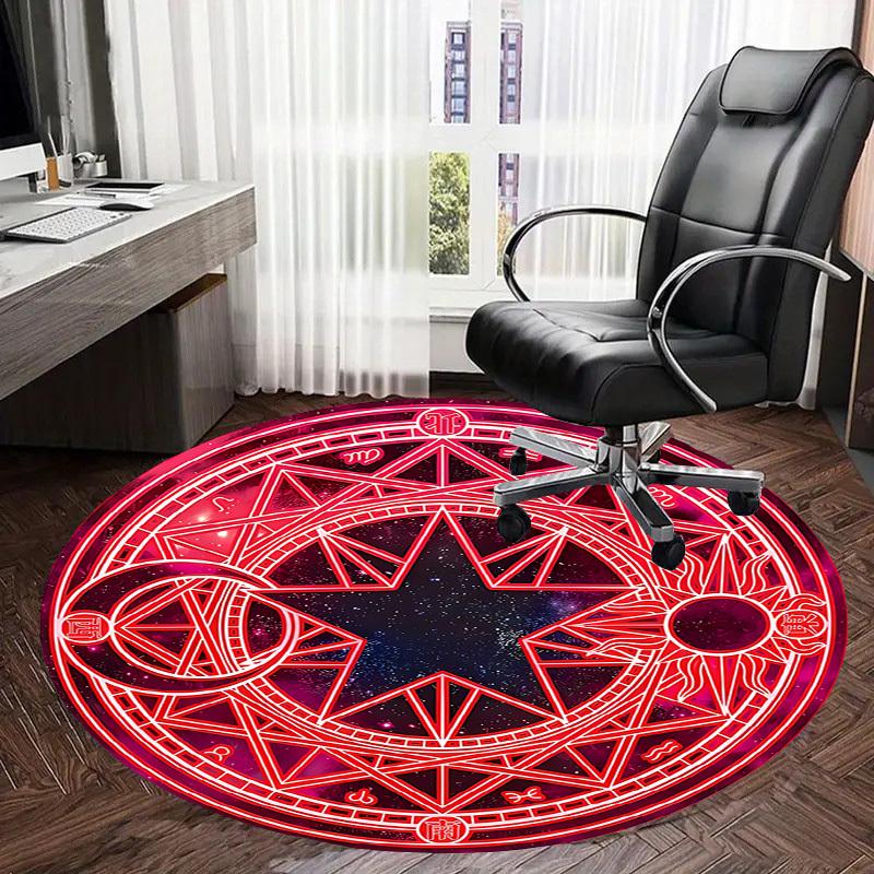 1pc Red Magical Seal Round carpet, Made of Polyester,Perfect for Decorating Office Chairs, Living Rooms fplt096