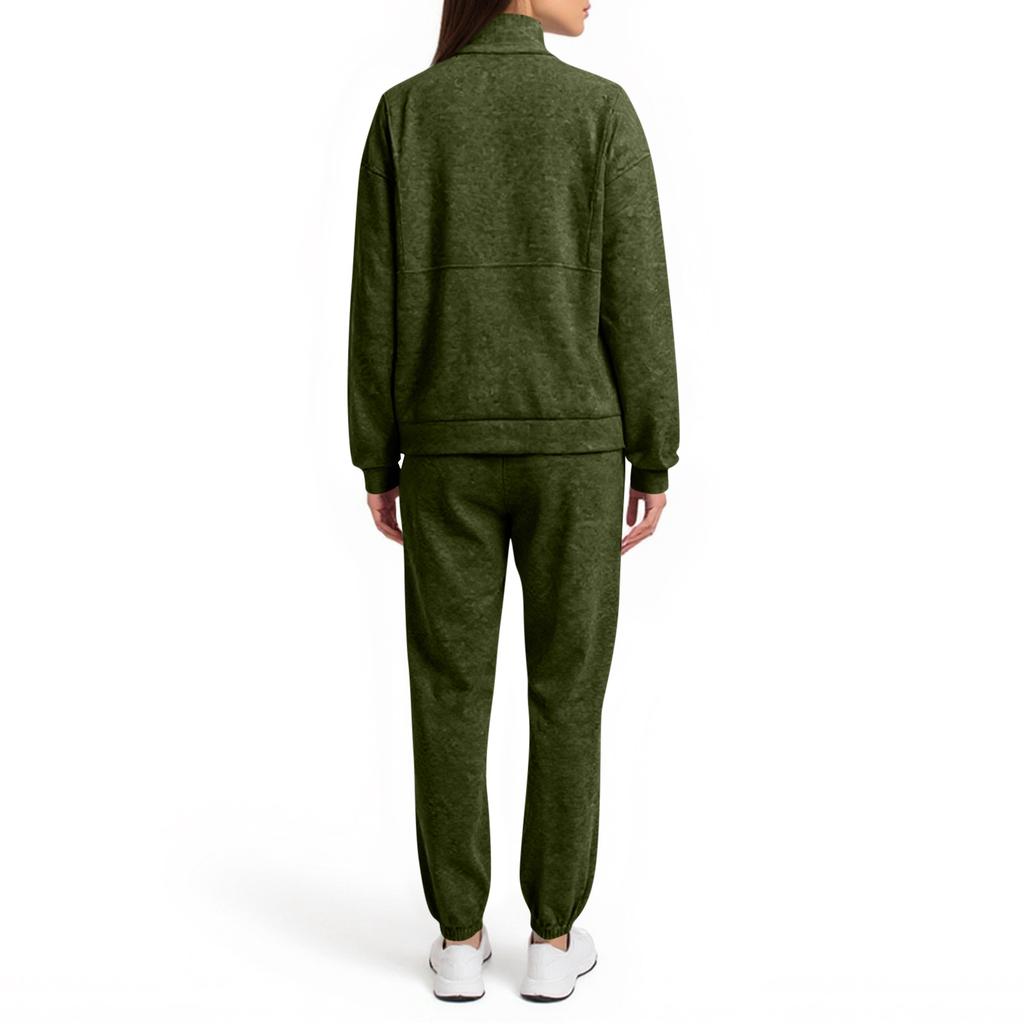 Women's Fashion Two-piece Solid Color Sweatshirt Trousers Casual Set