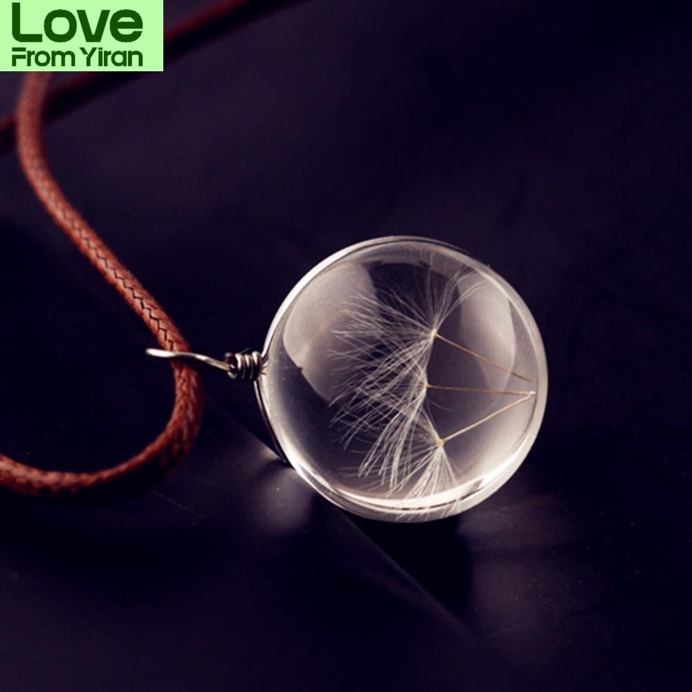 

Стильное ожерелье с подвеской в виде стеклянного шара в виде одуванчика, украшение для салона автомобиля