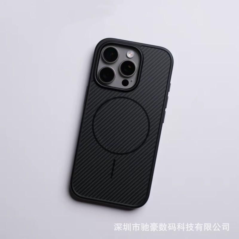 Applicable To Apple 16promax Carbon Fiber Pattern Magnetic Mobile Phone Case iPhone15 Matte All-inclusive Anti-drop PC Case 14