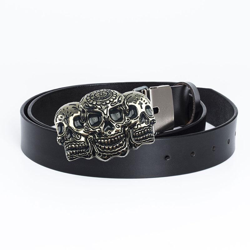 Lotte Men’s Retro Flat Buckle Hip Hop Cowhide Belt 95 cm