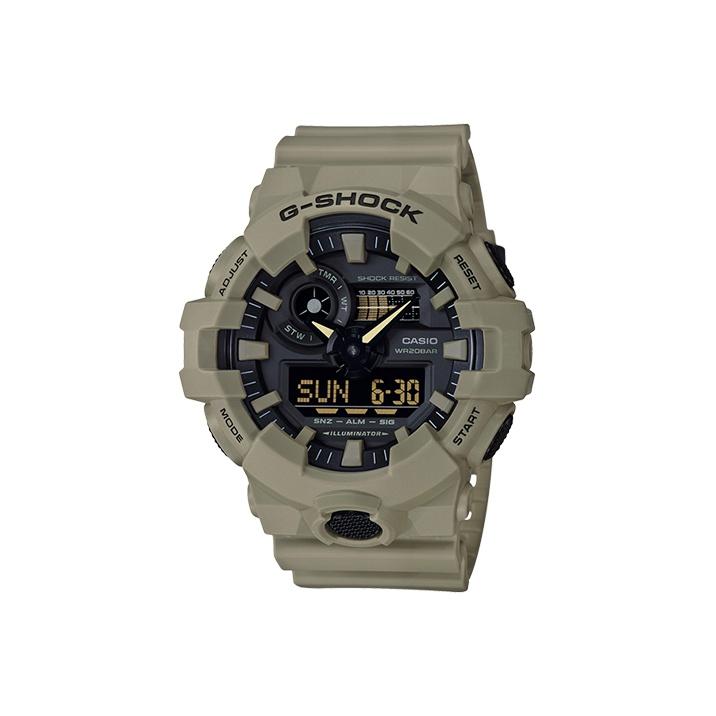 

Casio G-Shock Youth Series Fashion Retro Street Classic Dual Display Waterproof Sports Quartz Watch Men Watches Black GA-700UC-5A Tan Strap