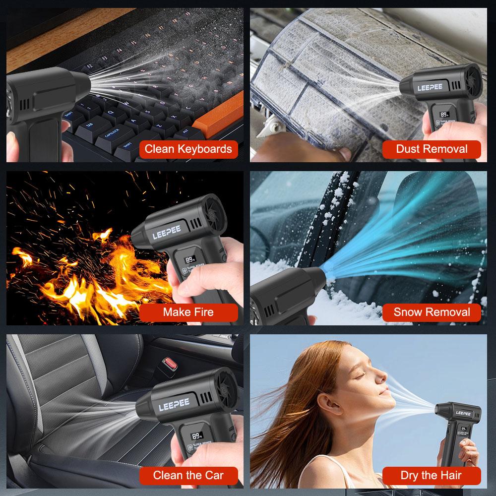 Car Accessories Cleaning Blower Tool 3 Outlet Nozzles 2025 New Violent Hair Dryer Turbo Jet Fan Blowing Snow Car Fan Portable Electric Air Duster