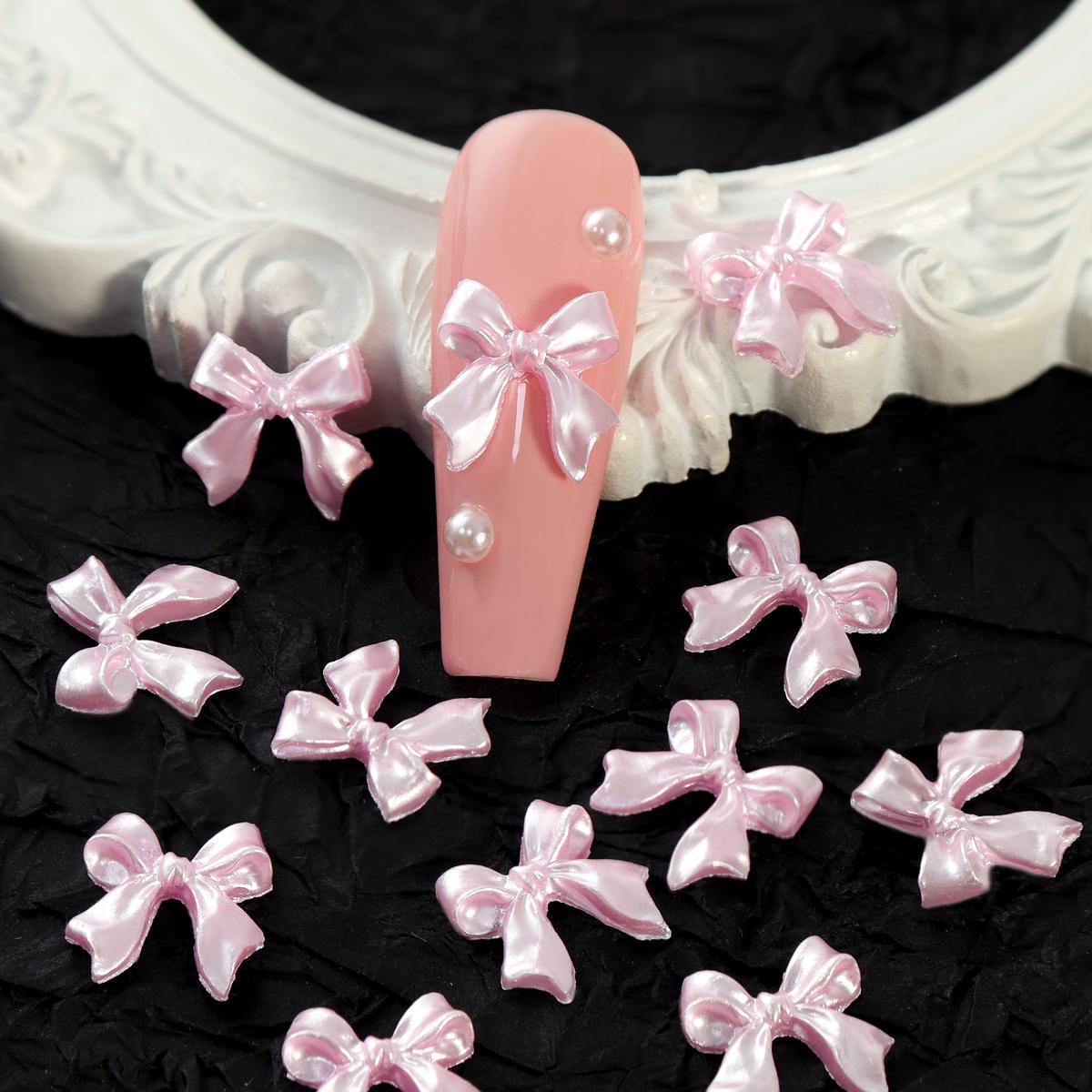 

1 пакет розовых конфетных лент-бантов 3D-подвесок для ногтей прозрачного желейного цвета летние аксессуары для украшения ногтей DIY детали для маникюра