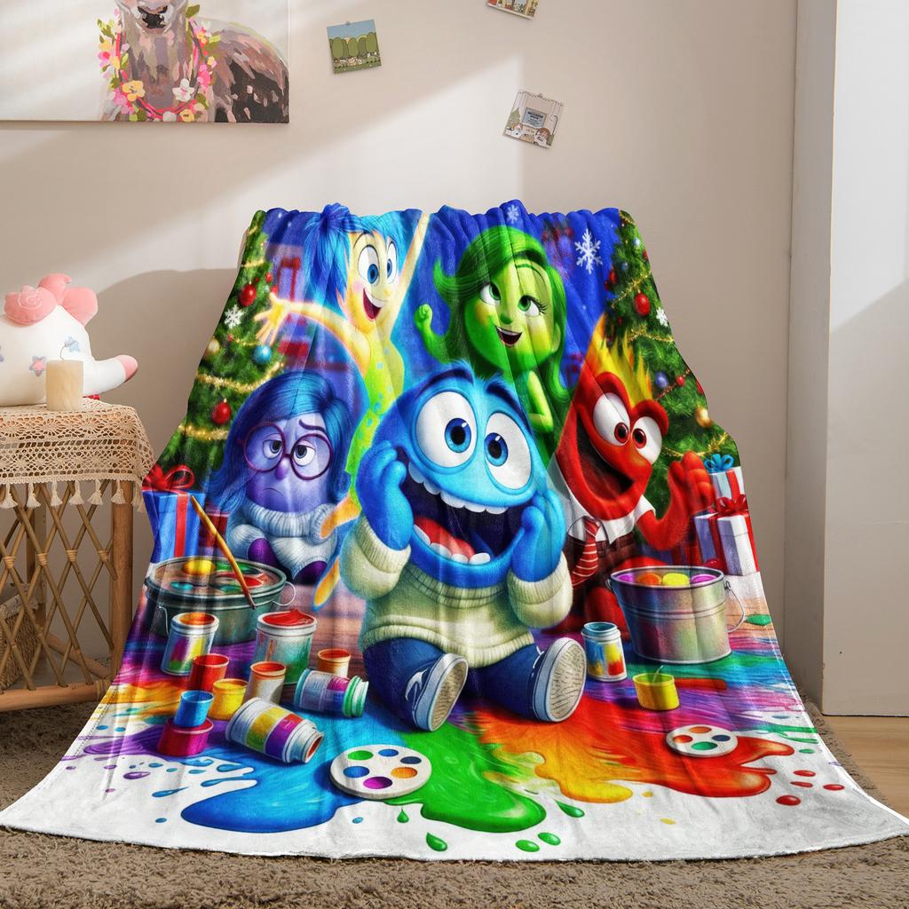 Inside Out Theme Christmas Blanket Quality Winter Soft Warm Throw Blanket Girls Boys Gift For Couch Bed Office Camping Travel