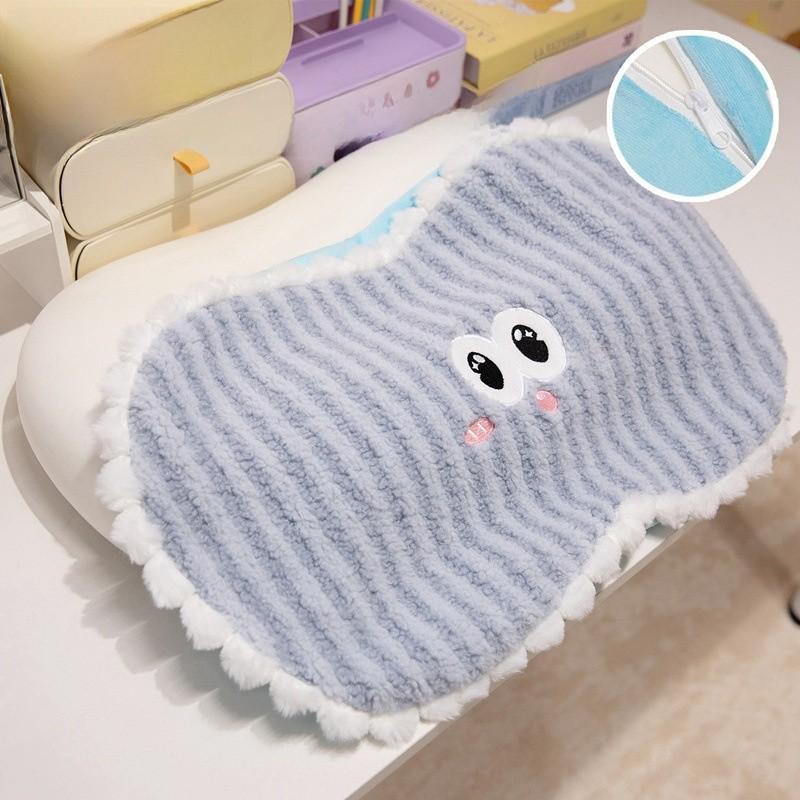 Memory Foam Dopamine Stripes Pillow With Cute Big Eyes For Office Napping And Lounge Comfort
